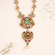 Sleek Silver Haaram with Kundans and Antique Finish