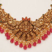 Antique Lakshmi Devi Necklace with Sunflower Highlights
