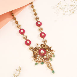 Antique Silver Haaram with Peacock Design