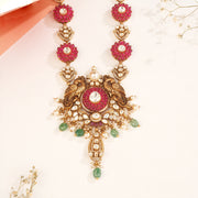 Antique Silver Haaram with Peacock Design