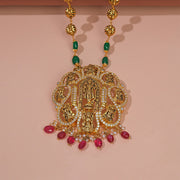 Lord Ram and Lakshmi Devi Pendant with Stone Beads