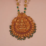Temple Silver Lakshmi Devi Pendant with Kundans