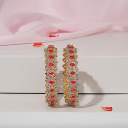Silver and CZ Bangles with Dazzling Pink Stones