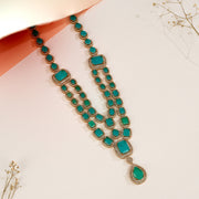 Silver and Moissanite Stone Combination Stepped Haaram