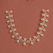 Silver and CZ Floral Necklace with Drop-Shaped Stone Highlights