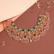 Silver Stone Necklace with Floral Detailing