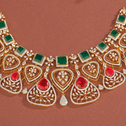 Silver Stone Necklace with Floral Detailing