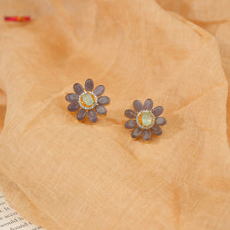Stone and Silver Combination Silver Studs