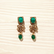 Victorian Silver Floral Earrings with Moissanite Stones