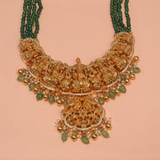 Silver Lakshmi Devi Necklace with Stone Mala