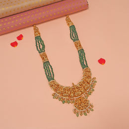 Silver Lakshmi Devi Necklace with Stone Mala