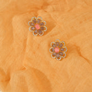 Fancy CZ and Moissanite Stone Silver Earrings with Floral Design