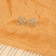 Silver Rose Earrings with CZs