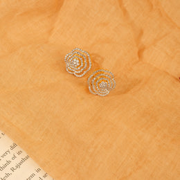 Silver Rose Earrings with CZs