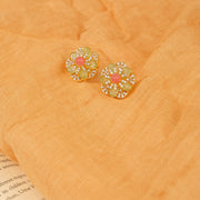 Daily Wear Floral Silver Earrings with Stones