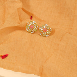 Daily Wear Floral Silver Earrings with Stones