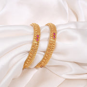 Traditional Floral Pattern Gold-Plated Bangles