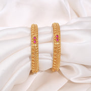 Traditional Floral Pattern Gold-Plated Bangles