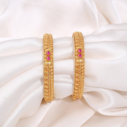 Traditional Floral Pattern Gold-Plated Bangles