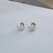 Crown Design Mini Silver Earrings
