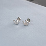 Crown Design Mini Silver Earrings
