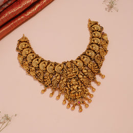 Grand Silver Lakshmi Devi Neacklace in Temple Finish