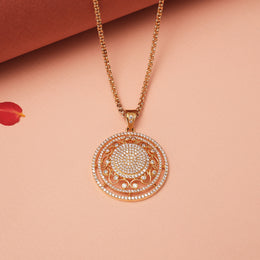 Trendy Floral Silver Pendant with CZs