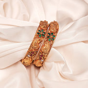 Grand Silver Bangles with Stones in Temple Finish