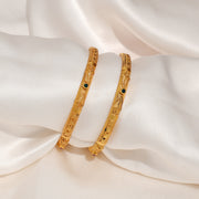 Minimal Silver Bangles with Fine Patterned Engraving