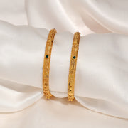 Minimal Silver Bangles with Fine Patterned Engraving