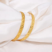 Elegant Textured Gold Bangles with Intricate Engraved Pattern