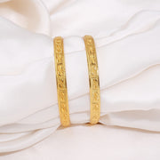 Elegant Textured Gold Bangles with Intricate Engraved Pattern