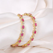 Sparkling Ruby Stone Silver Bangles