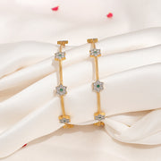 Regal Silver Floral CZ Bangles with Green Stones