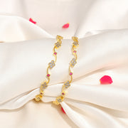 Stylish Silver Bangles in Curve Shape with Red Stone HIghlights