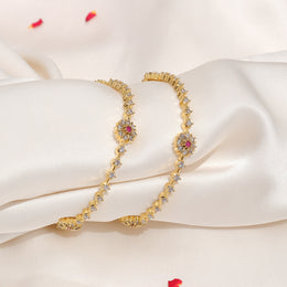 Stylish Silver CZ Bangles with Floral Highlights