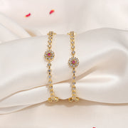 Stylish Silver CZ Bangles with Floral Highlights