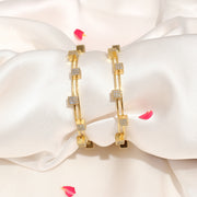 Alluring Silver Bangles with Square Shaped CZ Cubes