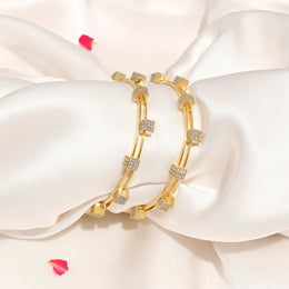 Alluring Silver Bangles with Square Shaped CZ Cubes