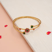 Magnificent Silver Floral Kada with Kundan Detailing