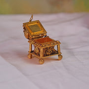 Auspicious Lakshmi Devi Silver Kumkum Box with Kundans