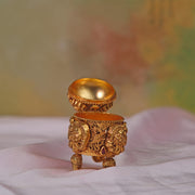 Traditional Silver Kumkum Box with Peacock Detailing