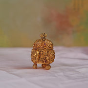 Traditional Silver Kumkum Box with Peacock Detailing