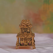 Heavy Chariot Design Silver Kumkum Box with Lakshmi Devi Highlights