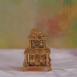 Heavy Chariot Design Silver Kumkum Box with Lakshmi Devi Highlights