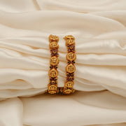 Silver Floral Bangles with Stone Work