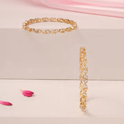 Floral Petal Design Silver Bangles with Stones