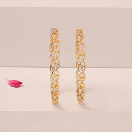 Floral Petal Design Silver Bangles with Stones