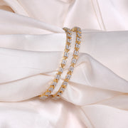 Floral Radiance Silver Bangles with CZs