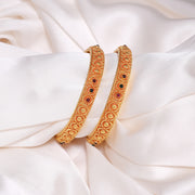 Minimal Temple Finish Silver Bangles with Nakshi Design